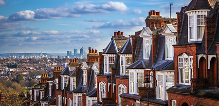 Geopathic stress. Houses on the Hill Landscape